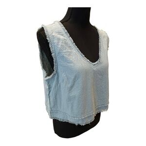 Adelaide Blue Cotton Raw Edge Tank Large